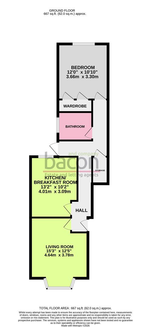 Floor Plan | Flat - Garden | Lyndhurst Road, Worthing, BN11 | For Sale